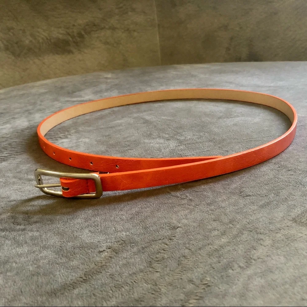 Orange Women’s Belt with Silver Buckle